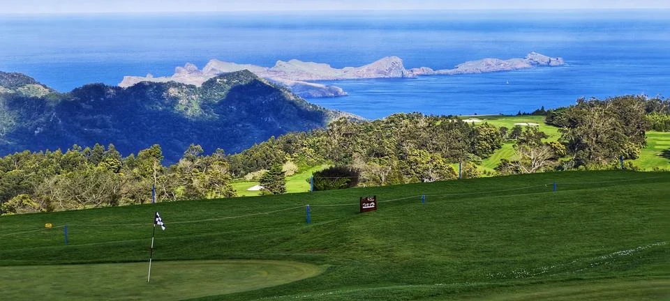 Green fields for golf playing Stock Photos