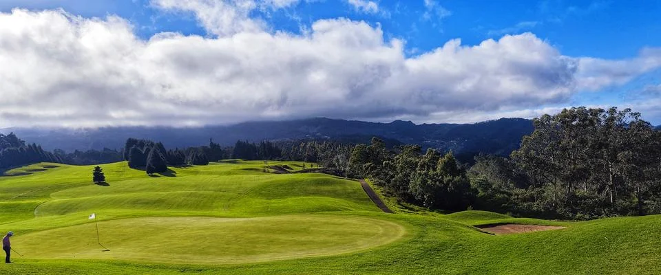 Green fields for golf playing Stock Photos