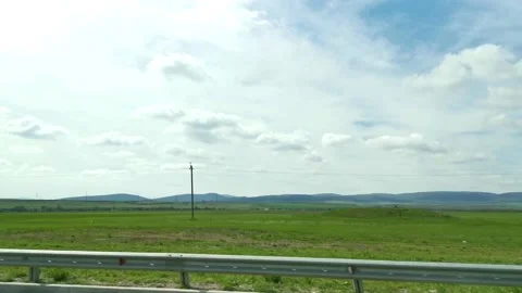 Green fields road car window. Stock-Footage 159276938