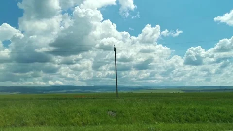 Green fields road car window Stock Footage 168621056