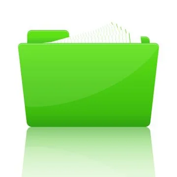 Green file folder with paper 스톡 일러스트