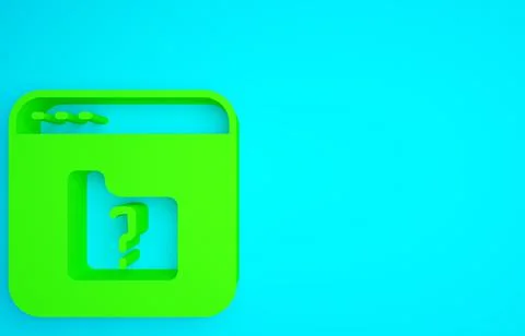 Green File missing icon isolated on blue background. Minimalism concept. 3d i イラスト素材