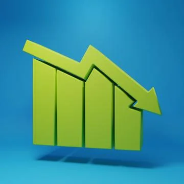 Green Financial growth decrease icon isolated on blue background. Increasin.. Stock Illustration