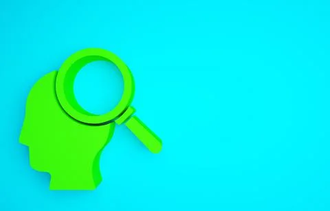 Green Finding a problem in psychology icon isolated on blue background. Minim Illustrazione stock