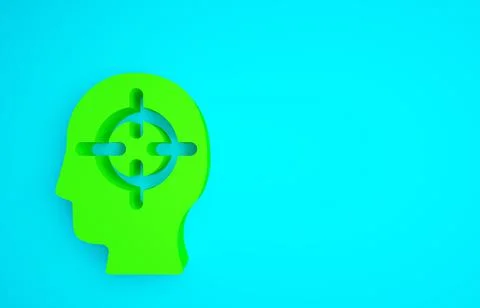 Green Finding a problem in psychology icon isolated on blue background. Minim Illustrazione stock