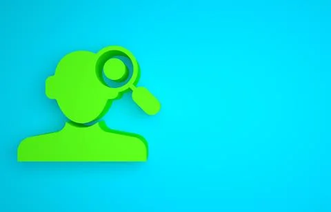 Green Finding a problem in psychology icon isolated on blue background Stock Illustration
