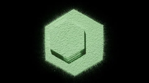 Green fine powder in hexagonal design with shadows Stock Footage 337471122
