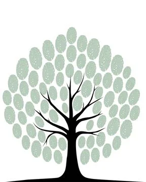 Green fingerprints form a leafy tree canopy. Stock Illustration