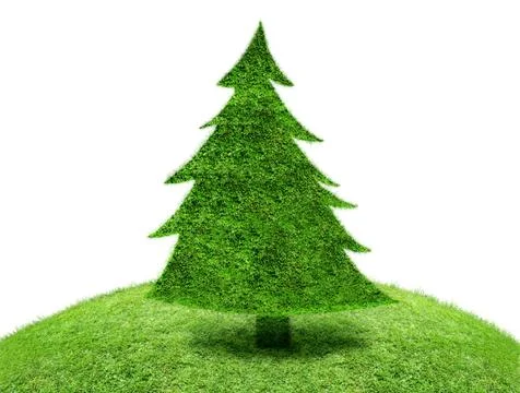 Green fir tree on a patch of grass Stock Illustration