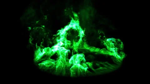Green fire burning circle loop effect animation Stock Footage 261799514