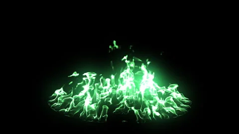 Green fire burning circle loop effect animation Stock Footage 262288476