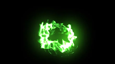Green fire circle loop effect Video stock 262287484
