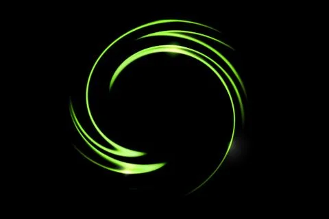 Green fire comet light flying in circle. Shining lights in motion with partic Stock Illustration