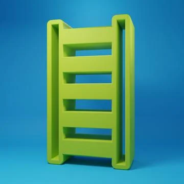 Green Fire escape icon isolated on blue background. Pompier ladder. Fireman.. Ilustración de archivo
