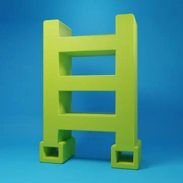 Green Fire escape icon isolated on blue background. Pompier ladder. Fireman.. Ilustración de archivo