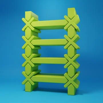 Green Fire escape icon isolated on blue background. Pompier ladder. Fireman.. Ilustración de archivo