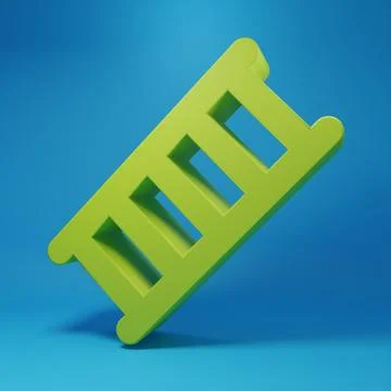 Green Fire escape icon isolated on blue background. Pompier ladder. Fireman.. Ilustración de archivo