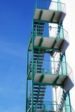 Green fire escape Stock Photos
