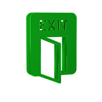 Green Fire exit icon isolated on transparent background. Fire emergency icon. Ilustración de archivo
