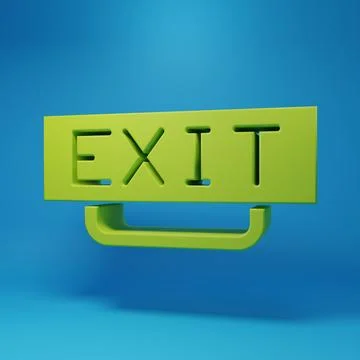 Green Fire exit icon isolated on blue background. Fire emergency icon. Mini.. Ilustración de archivo