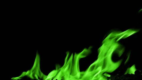 Green Fire flame burn loop Stock Footage 145932821