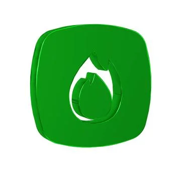 Green Fire flame icon isolated on transparent background. イラスト素材