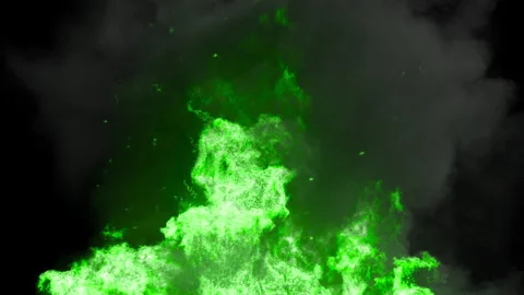 Green fire. Ignition of a chemical substance burning with a green flame. Video stock 274259601