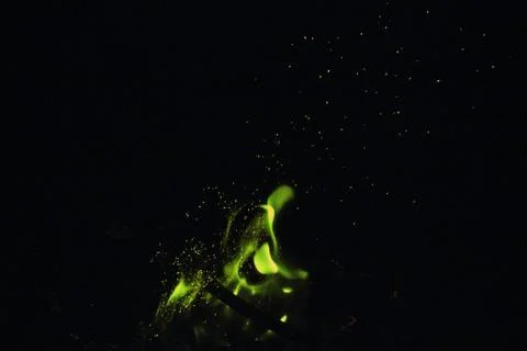 Green fire at night Stock Photos