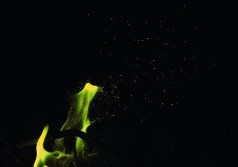 Green fire at night Stock Photos