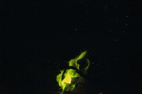 Green fire at night Foto stock