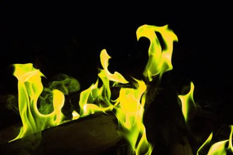 Green fire at night Stock Photos