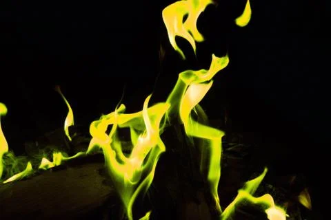 Green fire at night Stock Photos