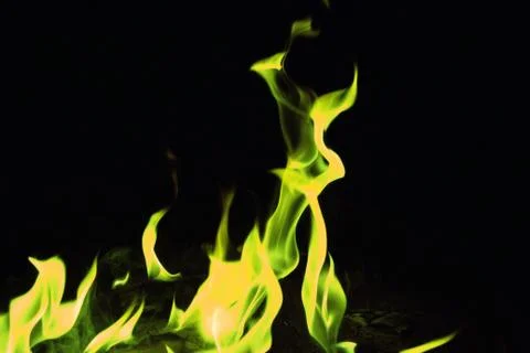 Green fire at night Stock Photos