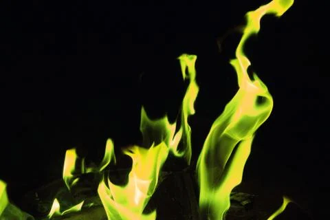 Green fire at night Stock Photos