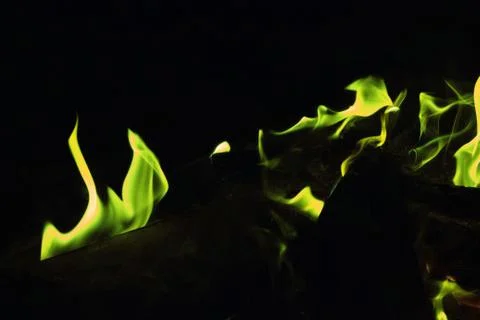 Green fire at night Stock Photos