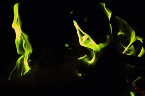 Green fire at night Foto stock