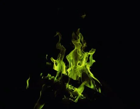 Green fire at night Stock Photos