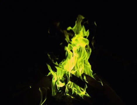 Green fire at night Foto stock