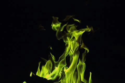 Green fire at night Stock Photos
