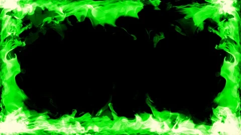 Green fire side corner loop animation  Stock Footage 117095401