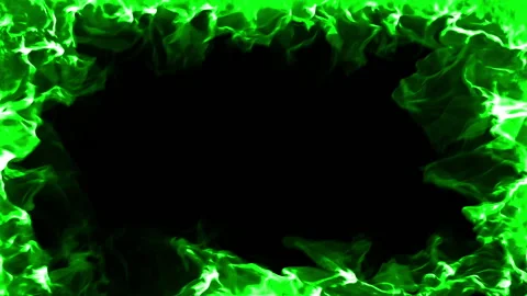 Green fire side corner loop animation Stock Footage 148840401