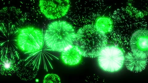 Green fire works particle effect animation Stock Footage 207958593