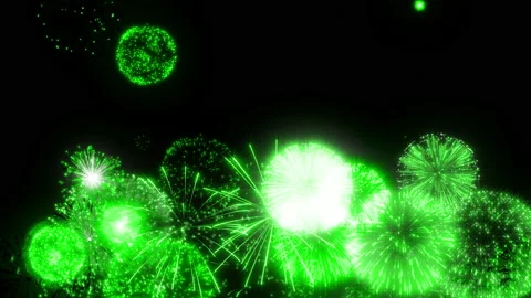 Green fire works particle effect animation Stock Footage 207959473