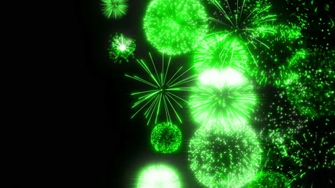 Green fire works particle effect animation Stock Footage 207988106
