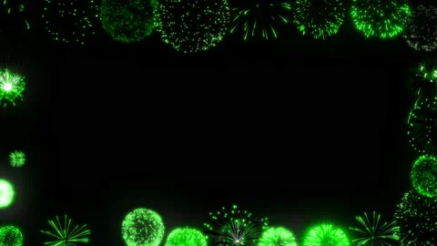 Green fire works particle effect animation Stock Footage 207988304