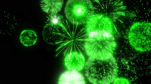 Green fire works particle effect animation Stock Footage 207988329
