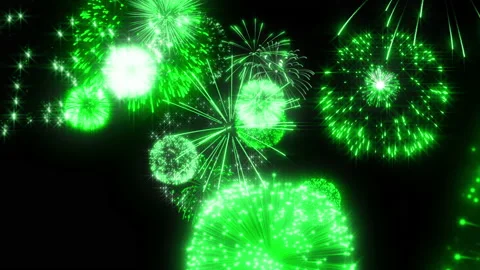 Green fire works particle effect animation Stock Footage 207995211
