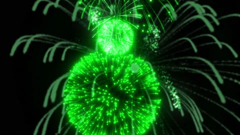 Green fire works particle effect animation Stock Footage 207995218