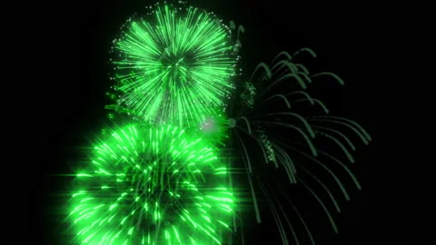 Green fire works particle effect animation Stock Footage 207995396