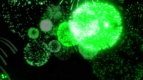 Green fire works particle effect animation Stock Footage 207995448